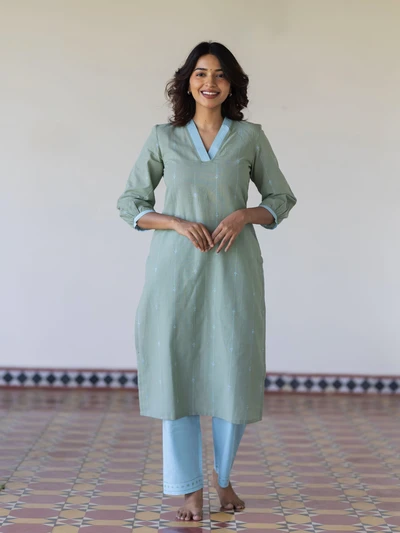 Pastel Weave Handloom Kurta