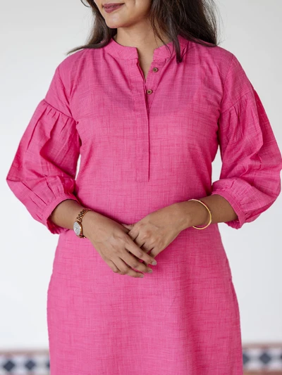 Lotus Pink Handloom Kurta