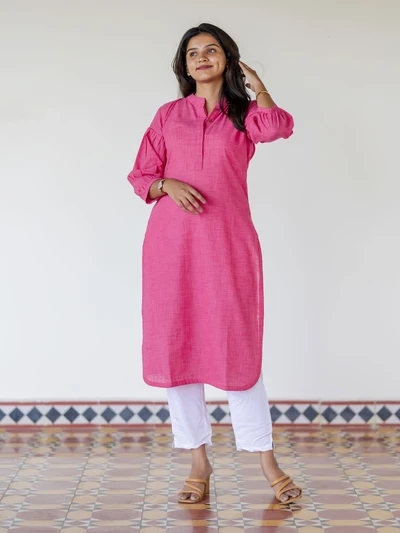 Lotus Pink Handloom Kurta