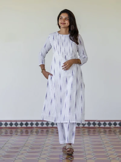 Lavender Milk Ikkat Co-ord Set