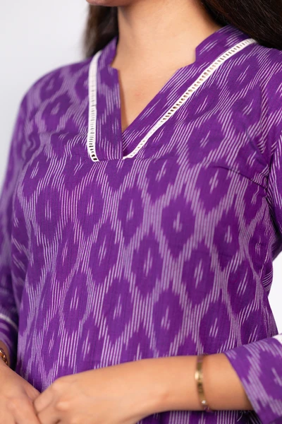 Lavender Swirl Ikat Handwoven Kurta