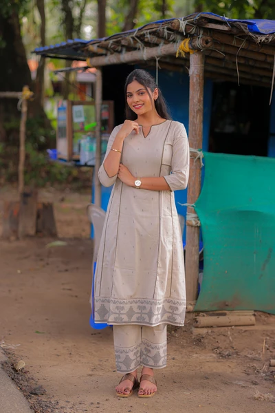 Ivory Jamdhani Noor A-Line Co-ord Set