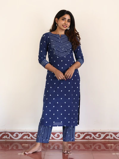 Indigo Wave Handblock Kurta Set