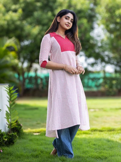 Brick Checks Aline Kurta