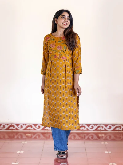 Golden Yellow Cotton Kurta