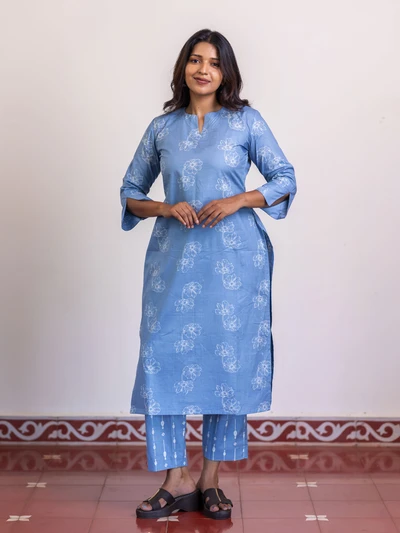 Sky Blossom Cotton Kurta Set
