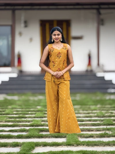 Marigold Bloom Chanderi Sharara Set