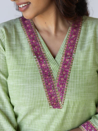 Pastel Green Handloom Kurta